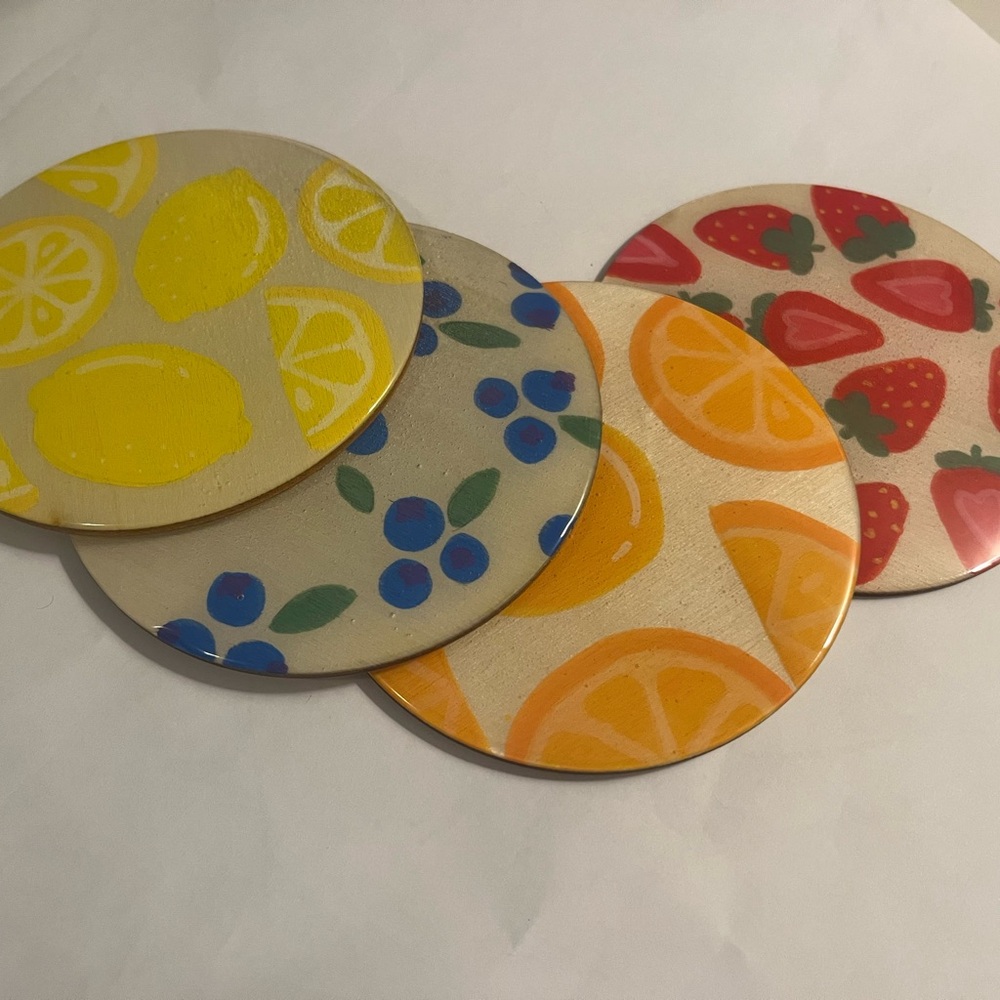 Colorful Fruit-Themed Coasters Set